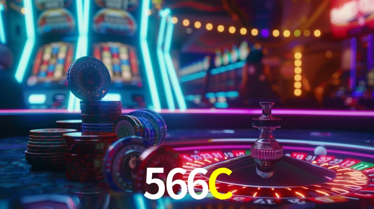 Una escena digital vívida inspirada en casino con 566C mostrado prominentemente, luces brillantes, fichas, cartas y acentos dorados.